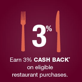 Earn 3% CASH BACK* on eligible restaurant purchases.